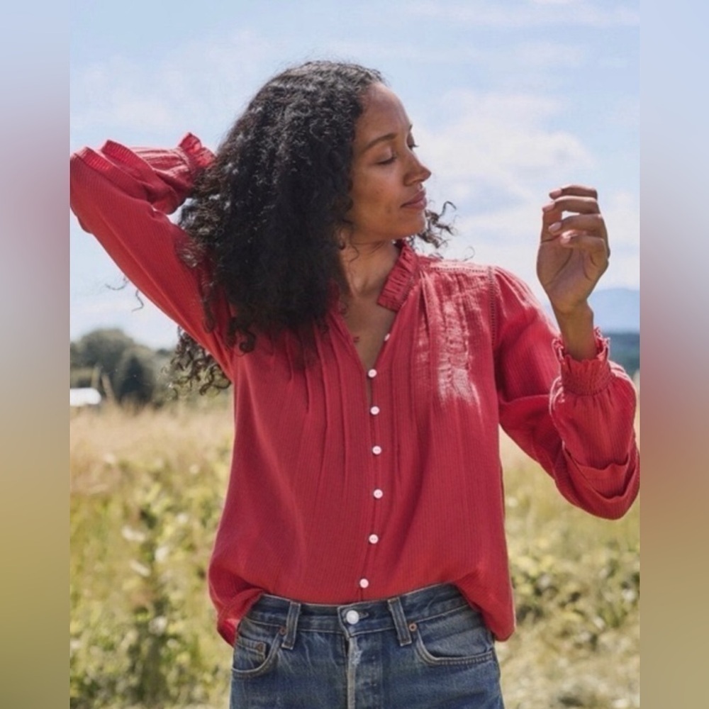 Faherty Orange Blouse - image 1